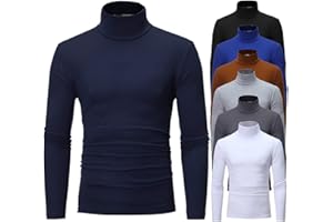 LONGRA Mens Thermal Baselayer T Shirt Top Cotton Sweater Roll Neck Undershirt Thermal Pullover Top Mens Turtleneck Long Sleeve Shirts Slim Fit Thermal for Men Basic Lightweight Winter Warm Underwear Top