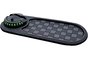 Alwodici Multifunctional Car Anti Slips Pad Vehicle-Mounted Anti-Slip Mat with Phone Holder Non Slip Cars Dashboard Mat With A Temporary Parking Number Rotating Car Phone Holder (Grey)