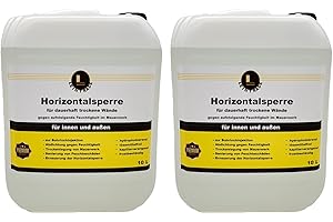 Leintrade Dry Wall (20L) Permanent Horizontal Barrier for Indoor and Outdoor Use Silicification Cellar Sealing Borehole Injection 2 x 10 L Contents