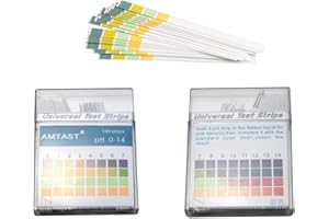 AMTAST Universal pH Paper Acid Alkaline pH Level Test Strips, Measure Range 0-14 pH, 4 Color (100 Strips)