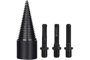 KAKOO 4tlg Holzspalter Bohrer 32mm Holzspaltbohrer Profi Bohrer Holzspalter mit 3 Bohrgriffe Kegelspalter Bohrmaschine Spaltbohrer Holz Spalten Brennholzbohrer für Holz Elektrischer Holzspalter