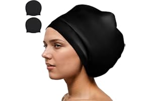 Joollurm 2 Pack Extra Large Swimming Cap for Long Hair, Silicone Adult Swim Cap Designed for Dreadlocks, Weaves, Hair Extensions, Braids, Curls & Afros- Swimming Hat Women & Men