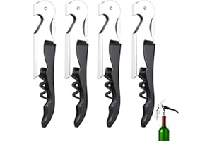 SEEFEY Lot de 4 Limonadier Professionnel,Couteaux De Sommelier En Acier Inoxydable Avec Décapsuleur Et Coupe-Capsule,3 En 1 Tire Bouchon Sommelier pour Bouteille De Bière Et De Vin,Limonadier Lot