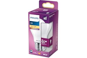 Philips LED Premium Frosted Light Bulb [E27 Edison Screw] 7W - 60W Equivalent, Warm White (2700K), Non-Dimmable