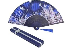 baotongle - Ventaglio in pizzo di bambù con scatola regalo per occasioni estive, matrimoni all'aperto, feste in giardino