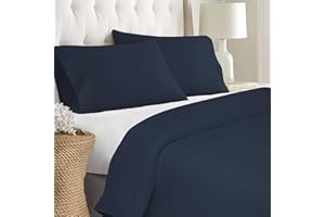 Pizuna Funda Nordica Cama 150- Juego de Funda Edredon 240x230 con 2 Funda Almohada, 400 Hilos Tejido Satinado de Lujo 100% algodón de Fibra Larga de (Azul Oscuro)