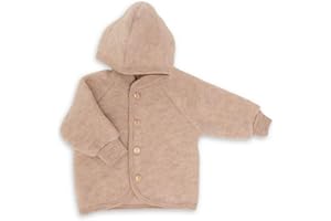 LUNA & CURIOUS Engel dziecięca kurtka z kapturem wełniany polar, Piaskowy melanż, 74-80