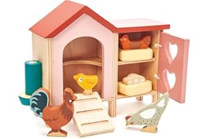 Tender Leaf Toys Wooden Chicken Coop Toy - Dolls House Accessory Set and Imaginative Play Toy For Children