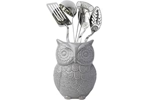 Comfify Uchwyt na przybory – dekoracyjny ceramiczny uchwyt na naczynia i organizer – w pięknym szarym kolorze – akcesoria Caddy i doskonała dekoracja kuchenna na prezent – wymiary 12,7 x 17,8 x 10,2