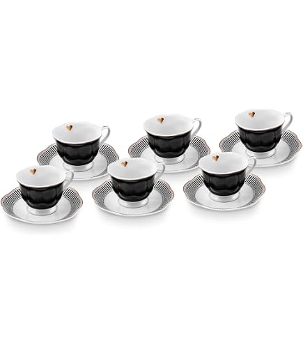 Service à Café/Thé Style Arabe Blanc Et Argent - 6 Tasses + 6 Soucoupes - Décoration Orientale