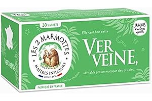 Les 2 Marmottes Infusion Verveine - Bien-Être Détente Et Relaxation - Pour Se Recentrer Sur Soi - 30 Sachets - Made In France