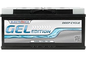 Electronicx GEL 12V 140Ah Batterie à décharge lente – 140 ah Batterie de service sans entretien pour applications solaires, photovoltaïques-bateaux et voiliers-gel, borne positive à droite