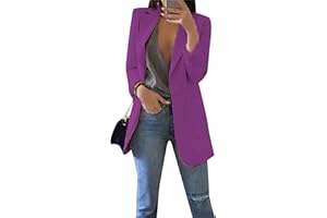 OMZIN Femmes Élégant À Manches Longues Blazer Blazer Couleur Unie Slim Fit Revers Bureau d'affaires Veste Manteau Court Costumes Boléro avec Poche