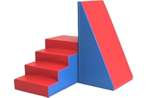 IGLU SOFT PLAY Rutsche Set XXL Softbausteine Schaumstoffbausteine Riesenbausteine (blau/rot)