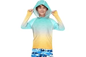 BesserBay Koszulka chłopięca UV z długim rękawem z kapturem UPF50+ Rashguard dzieci 120-160