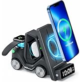 ULTRATEKNO T20 15W 5'i 1 Arada Magsafe Kablosuz Şarj İstasyonu, Dijital Saatli Forklift Tasarım, iPhone 16/15/14/13/12, Apple