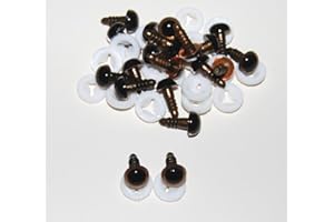 celloexpress 15mm GLASS LIKE Light Brown Eyes with Plastic Backs - Safety Eyes for Soft Toy or Teddy Bear Making - Pack of 10 Pairs