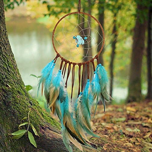 ALINT 1PC Dromenvanger Wall Hanging Monopoly Wood Beads Creative Turquoise Popular Single Hair Feather Jewelry Creative Eye Balcony Living Room Bedroom Pendant Dream Catcher