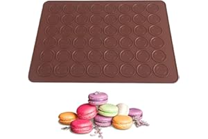 Plaque Macarons silicone, 48 puits Moule Cannelés silicone Moule à Macaron antiadhésif Tapis de Cuisson pour Macarons Patisserie (38 * 28cm)