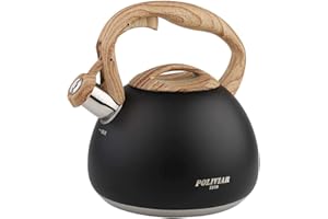 POLIVIAR 7379 POLIVIAR Stove Top Kettle, Black Stovetop Kettle 2.7 L, Audible Whistling Kettle, Food Grade Stainless Steel for Anti-Rust and Anti Hot Handle, Suitable for All Heat Sources