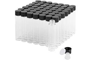 CADBIBE Trasparente Fiale di Vetro da 7 ml con Tappi a Vite e Tappi di Plastica, Flacone del Campione di Liquido Piccolo, Flacone a Prova di Perdite, 50 Pezzi