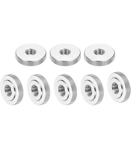 Uxcell 4-Pack Knurled Thumb Nuts – 1/4-20 X 20mm Aluminum Alloy, Diamond Texture, Pass-Through Hole For Tripods, 3D Printers (Dark Red)