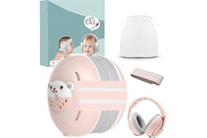Robofun Cascos Bebe Antiruido, 2 en 1 Cascos Antiruido Bebe Protectores Auditivos para Bebés y Niños Pequeños de Hasta 48 Meses, Diseño Cómodo y Ligero Diadema Ajustable