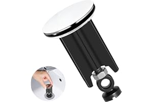 kurkip Universal Sink Plug 40 mm Chrome Drain Plug - Made of Brass, Adjustable Rubber Plug Sink, Suitable for All Standard Sinks and Bidets, Rustproof & Tight, Black