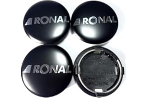 4x Original Ronal 64mm Nabendeckel Nabenkappe Schwarz Matt Center Cap Deckel Felgendeckel