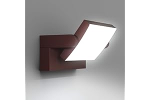 Klighten 24W LED Lámpara de Pared Exterior Interior IP65, Luz de Pared Ajustable, Moderno Apliques de Pared Aluminio para Entrada Jardines Pasillo Sala, Blanco Frio 5700K-6000K, Bronce