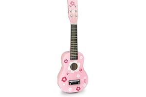 VILAC - Jouet en bois - Instruments de musique - Guitare fleurs en bois massif, 6 cordes - 8305