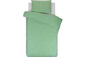 Lovely Hippo - Sábana Bajera 80 x 160 cm + Funda Nórdica de 120 x 170 cm + Funda de Almohada Infantil de 40 x 60 cm - Cama 80x160 (Blanco/Eucalipto, Cama 80x160 cm - Juego de 3)