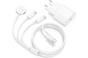 QGRHO Apple Watch Ladekabel für iWatch und iPhone, 20W USB C Ladegerät mit 3 in 1 Kabel Original 2M für Apple Watch Series 9/8/7/6/SE/5/4/3/Ultra/iPhone 17/16/15/14/13/12/11/iPad