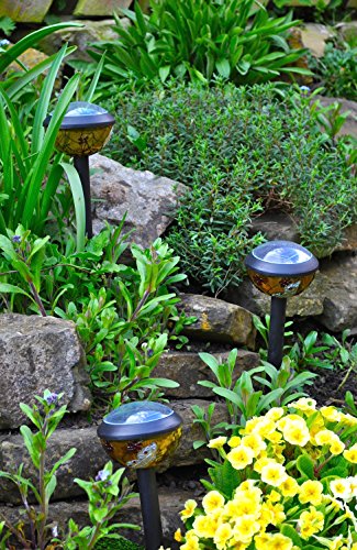 Gardensity Solarlampe Mini Tiffany, Garten-/Terrassenbeleuchtung, Set mit 8, bleihaltig, Glas-Stil - 5