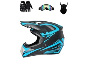 HaTur Casque de Motocross Casque Dot Casque Offroad Casque de Motocross pour Jeunes Unisexes Casque de Moto avec Gants Lunettes Masque