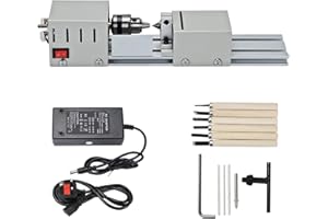 Queiting Mini Lathe 12-24V 96W Metal Small Lathe 6 In 1 DIY Wood Model Making Drilling Lathe Bead Grinding Machine for Carving And Grinding Wood