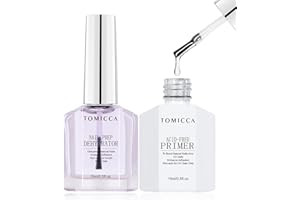TOMICCA Primer Ongle Gel UV et Nail Déshydrateur Set, 2 * 15ML Sans Acide Séchage Rapide Vernis Semi Permanent en Acrylique Gel Ongles en Primer, Protéger Ongles Naturels