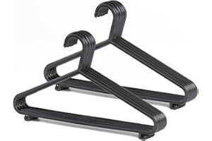 Munnie Premium Adult Clothes Hangers | Black Plastic Hangers with Hooks | Sturdy, Thick, and Space-Saving Coat and Shirt Hangers | Everyday Use and Closet Organization (Pack of 50)
