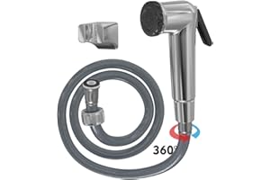TURKISH ZONE Muslim Hand held Spray shattaf Shower Head Toilet Bidet with Anti Twist Hose and Wall Bracket UK New Chrome
