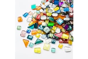 Femnow Mosaiksteine zum Basteln, Mosaik Bastelset Kinder, Glassteine Bunt Mosaik Steine, Muggelsteine Bunt Kinder, Mosaiksteine Frostsicher für Aussenbereich, Glasmosaiksteine(ca.160+g)
