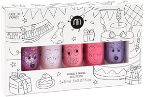 Nailmatic Kids Coffret Vernis Roses Enfant - 5 Vernis à L'Eau pour Fille & Garçon - Maquillage Enfant 3 ans et + - Onglerie Fille - Vernis Paillettes