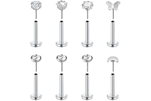 Zolure 20 g näsbult kirurgiskt stål näspiercing gänglös push in kubisk zirkonia forward Helix brosk tragus lab läpp monroe pi
