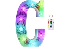 Beality Lettres Lumineuses, Licorne LED 18 Couleurs Changeantes 26 Lettres Lumineuse, Licorne Lumineuses pour Femme Filles Cadeau Anniversaire Noël Chambre à Coucher Fête Décoration (C)