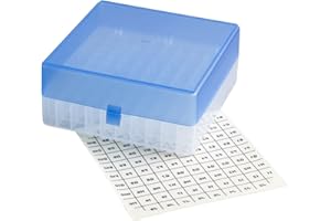 Camlab Plastics RTP/72101-BI Storage Box with Stick on Grid, 100 Place, Polypropylene, Blue