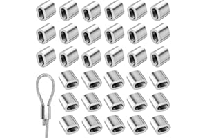 SAIJIAN 60 Pezzi Manicotto in Alluminio M6 Ghiere in Alluminio Morsetti in Alluminio Morsetto Maniche per 6 mm Corda in Acciaio Fune Cavo