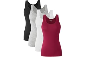 Ymmchy Women Stretch Tank Tops Basic Vest Tops Lightweight Undershirts 4-Pack