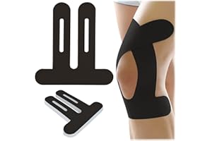 GTAGKOMMEN 10pcs bande kinesiologie genou,taping genou Facile à utiliser/matériau respirant/170% d'élasticité/4-7 jours d'adhérence,Soulage la douleur du genou pendant le sport, le cyclisme, (Noir)