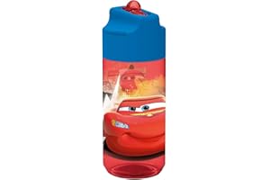 p:os 24654 - Borraccia, Motivo Disney Cars, Cannuccia Integrata, 430 ml