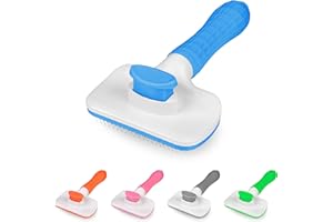 KTHZI Self Cleaning Cat & Dog Slicker Brush with Smooth Handle - Great for Medium to Long Hair