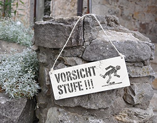 Holzschild Vorsicht Stufe B x H: 25cm x 10cm